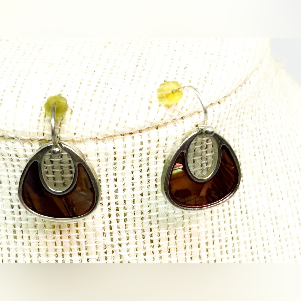 Vintage‎ Triangle Silvertone Fishhook Earrings